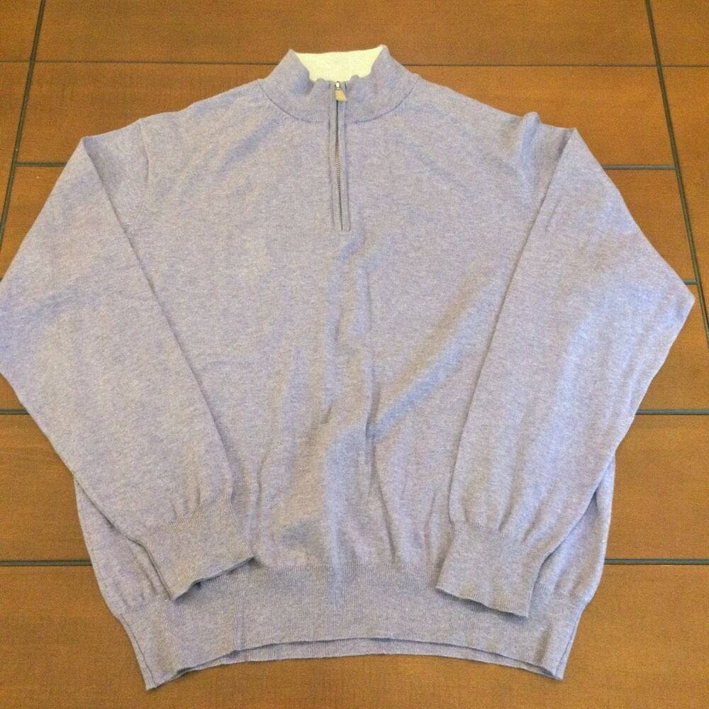Peter Millar 1/4 zip Pima cotton cashmere blend large sweater heathered purple